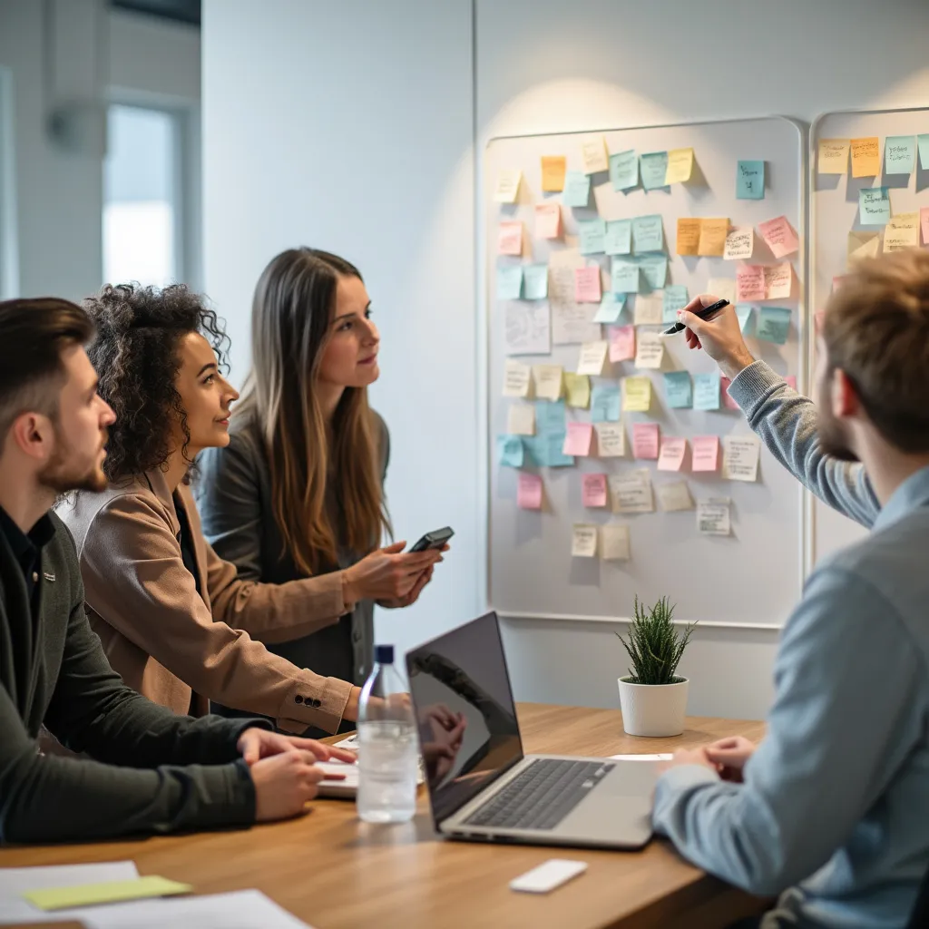 Equipa em sessão de brainstorming